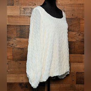 Karen Kane Women's White Textured Bubble Sleeve Blouse Shirt Top 3X Extra Large